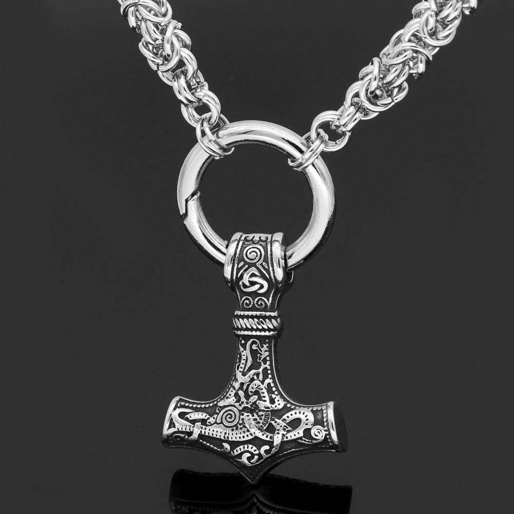 Vikings Mjolnir Stainless Steel King Chain Necklace - 