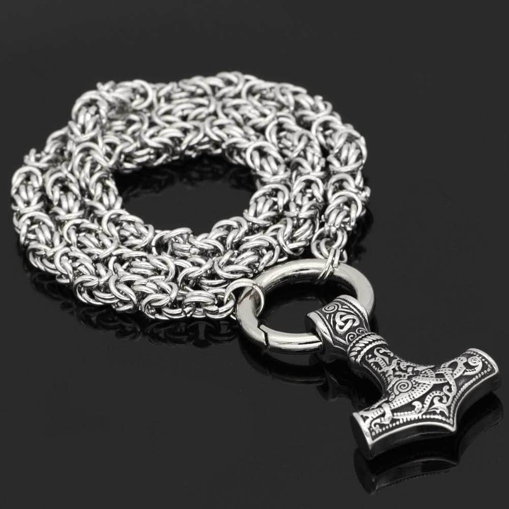 Vikings Mjolnir Stainless Steel King Chain Necklace - 