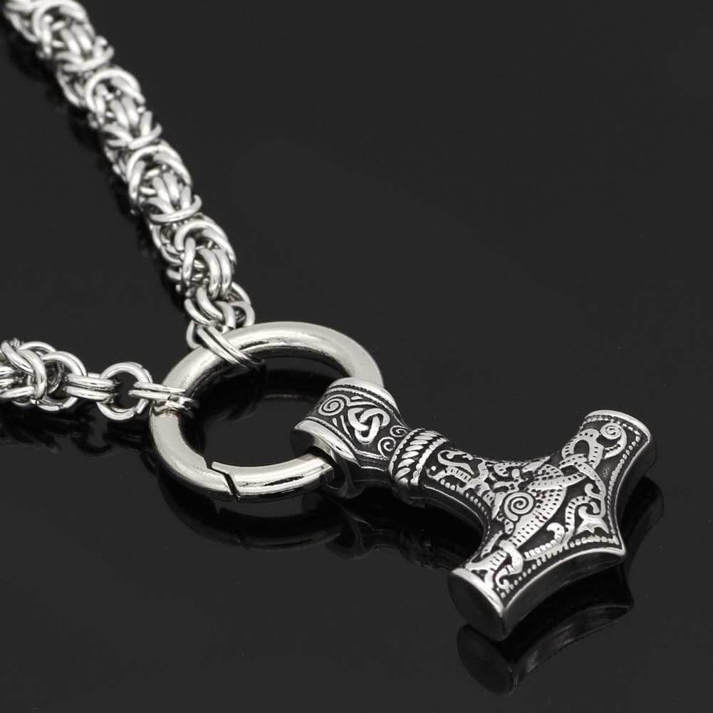Vikings Mjolnir Stainless Steel King Chain Necklace - 