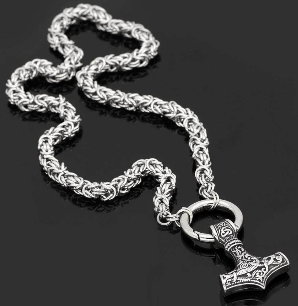 Vikings Mjolnir Stainless Steel King Chain Necklace - 