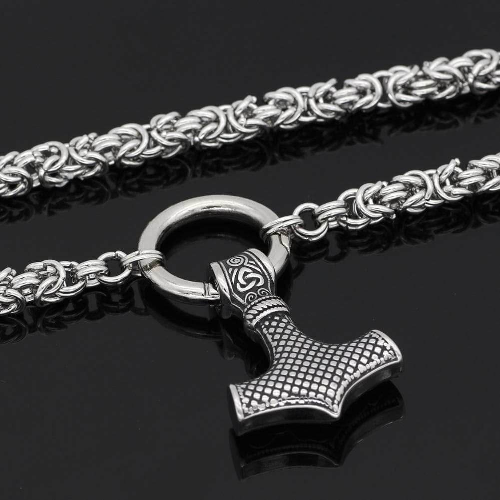 Vikings Mjolnir Stainless Steel King Chain Necklace - 