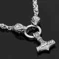 Vikings Jörmungandr Mjolnir Stainless Steel Necklace - 50 CM / 20 Inches
