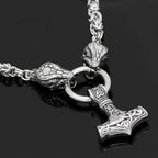 Vikings Jörmungandr Mjolnir Stainless Steel Necklace - 50 CM / 20 Inches
