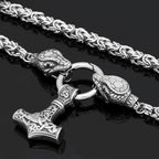 Vikings Jörmungandr Mjolnir Stainless Steel Necklace - 50 CM / 20 Inches