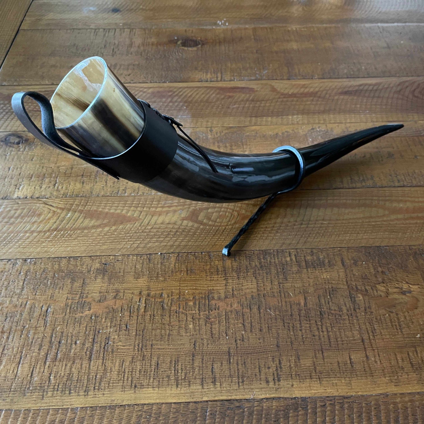 Viking Horn with Belt Loop and Iron Display Stand
