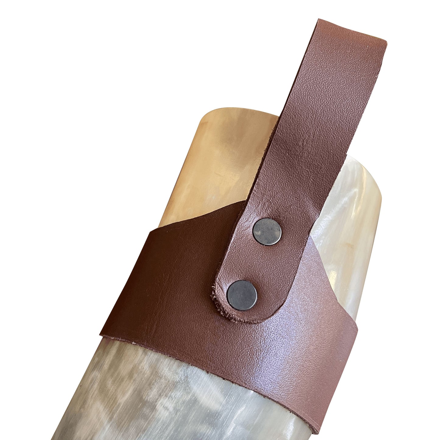 Cuerno vikingo con trabilla para cinturón y soporte de exhibición de hierro