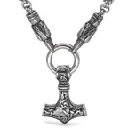 Vikings Mjolnir and Ravens Stainless Steel Necklace - 50 CM / 20 Inches