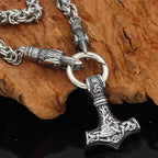 Vikings Mjolnir and Ravens Stainless Steel Necklace - 50 CM / 20 Inches