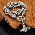 Vikings Mjolnir and Ravens Stainless Steel Necklace - 50 CM / 20 Inches