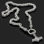 Vikings Mjolnir and Ravens Stainless Steel Necklace - 50 CM / 20 Inches