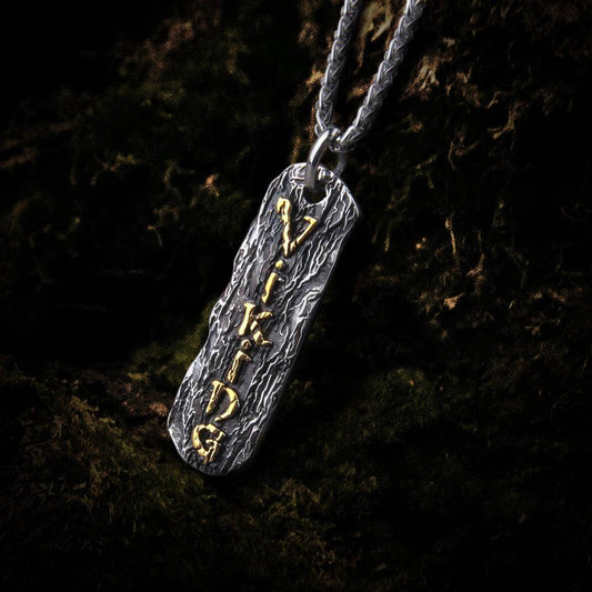 Collier pendentif Viking et chaîne à maillons avec boîte en bois