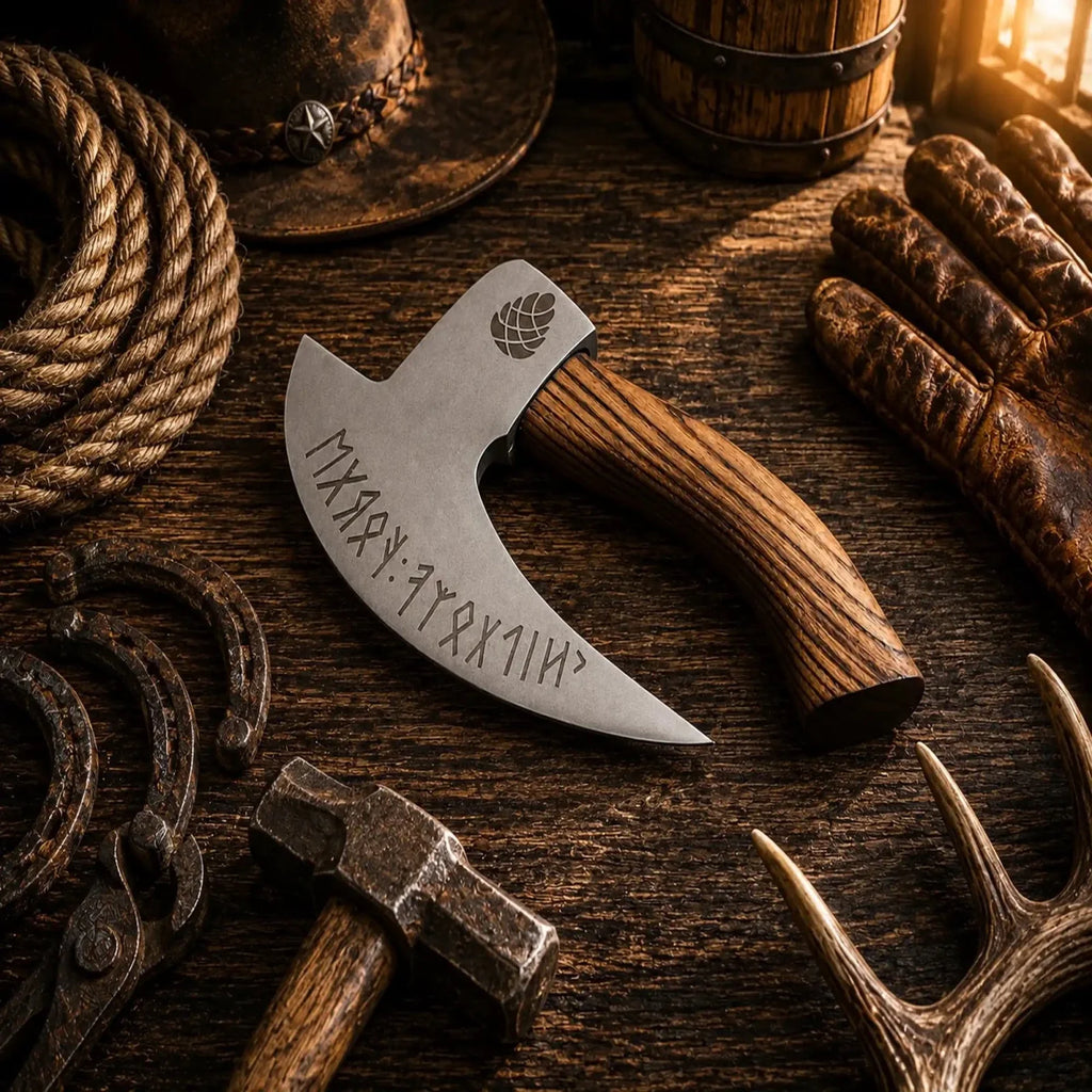 Viking Pizza Cutter Axe – Hand Forged Carbon Steel Pizza Slicer