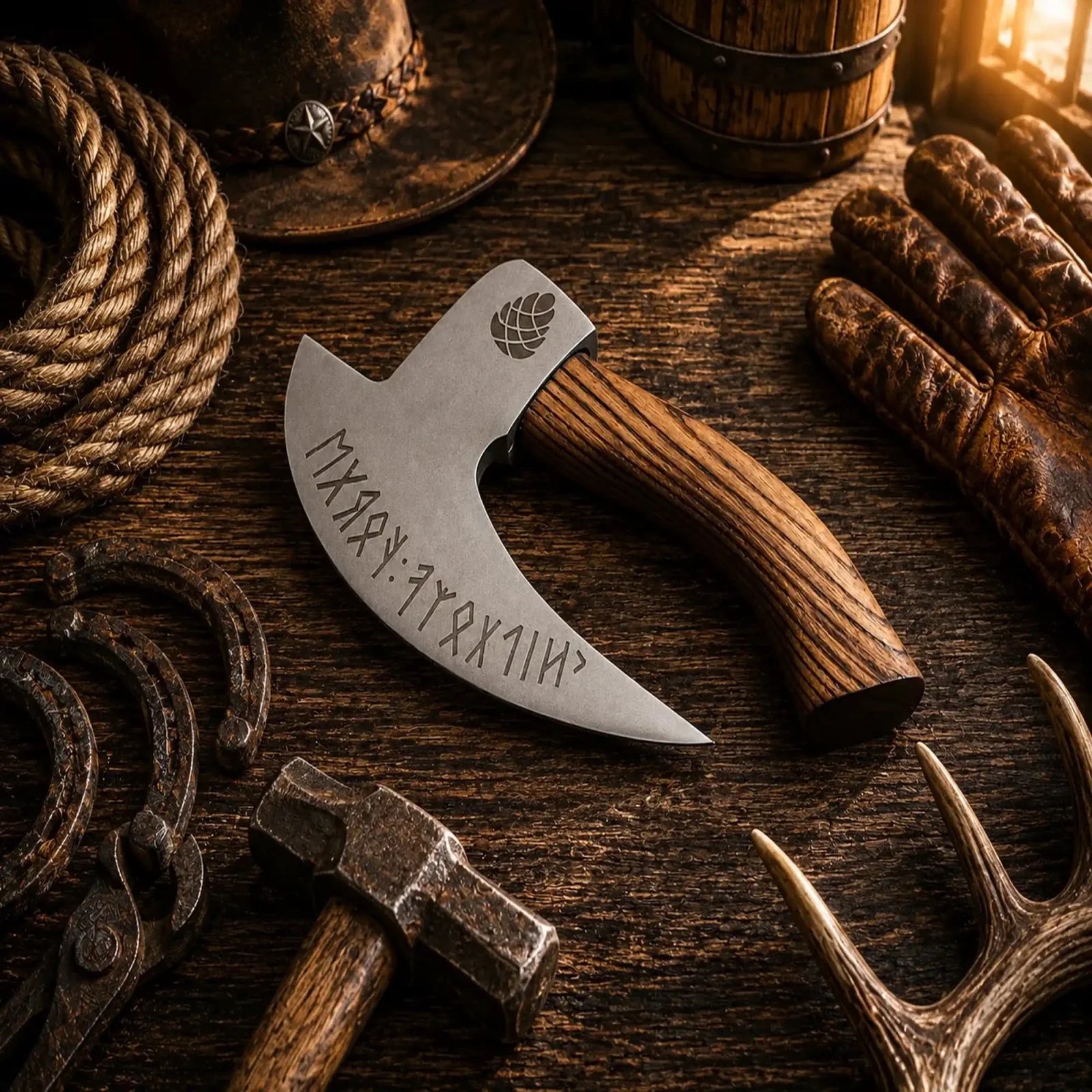 Viking Pizza Cutter Axe – Hand Forged Carbon Steel Pizza Slicer