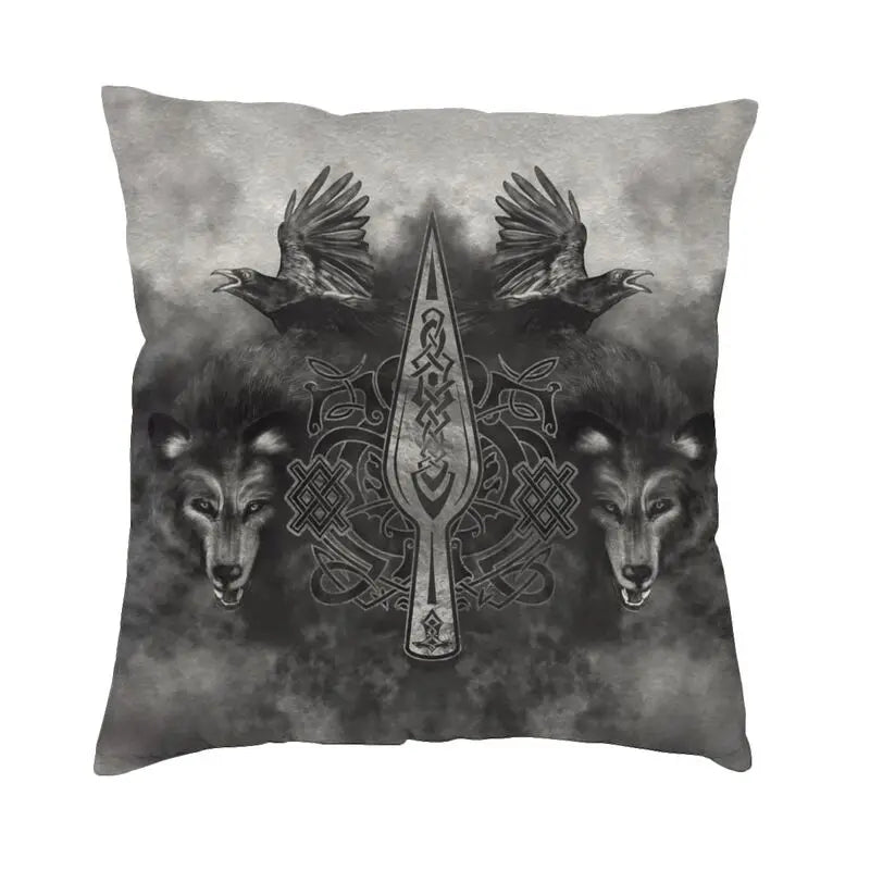 Viking Runes Thor Mjolnir Cushion Covers 40x40 Soft Norse Valhalla Odin Pillow Case for Sofa Car Square Pillowcase Decoration