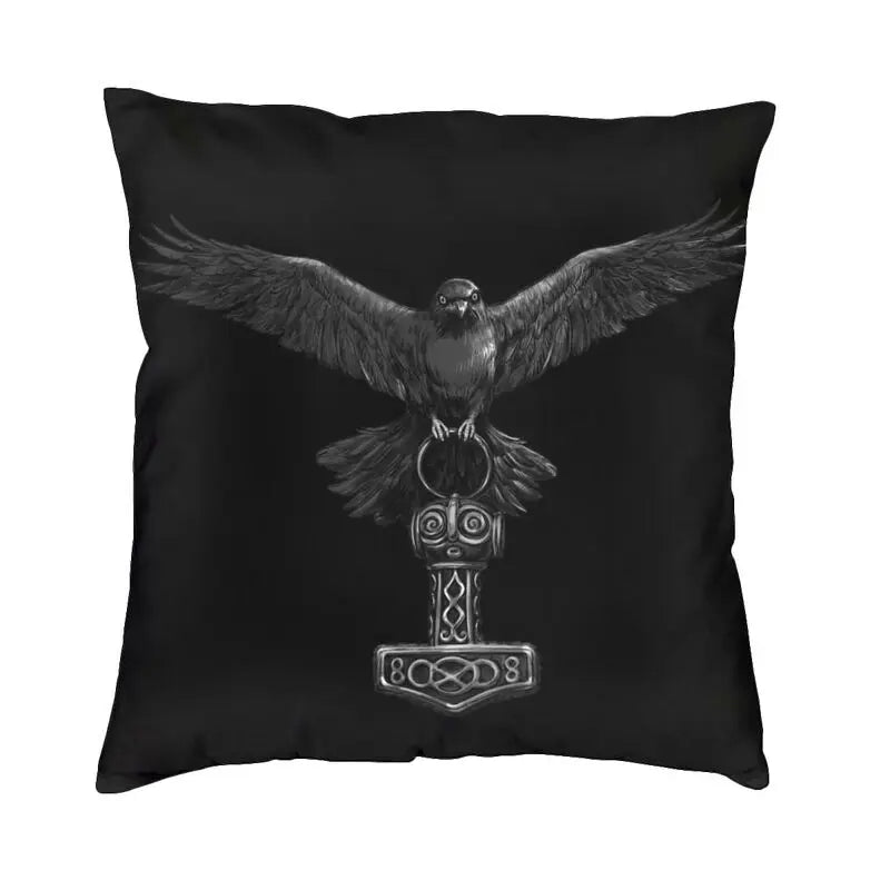 Viking Runes Thor Mjolnir Cushion Covers 40x40 Soft Norse Valhalla Odin Pillow Case for Sofa Car Square Pillowcase Decoration