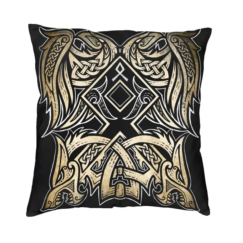 Viking Runes Thor Mjolnir Cushion Covers 40x40 Soft Norse Valhalla Odin Pillow Case for Sofa Car Square Pillowcase Decoration