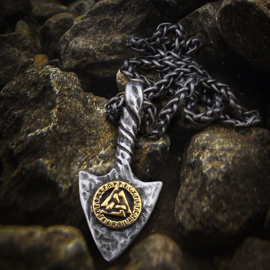 Collier d'amulette Viking Spearhead Valknut