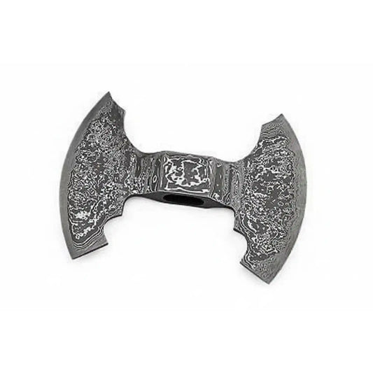 Custom Handmade Damascus Steel Double Headed Blank Axe Head – Functional Viking Tomahawk Blank for Custom Handle Builds | JW SteelCrafts