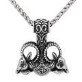 Vikings Thor's Rams Mjolnir Stainless Steel Necklace - 50 CM / 20 Inches