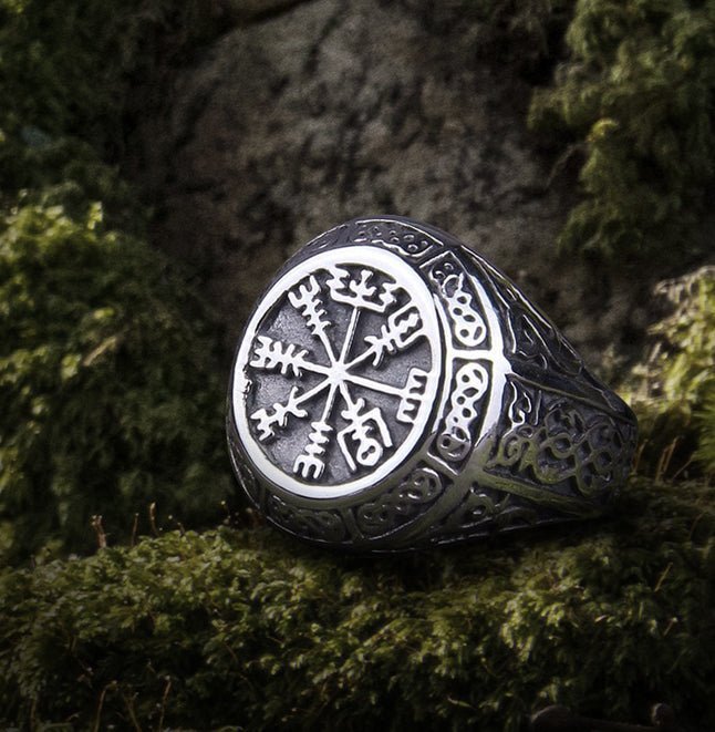 Viking Vegvisir Compass Bold Knotwork Chevalière pour homme