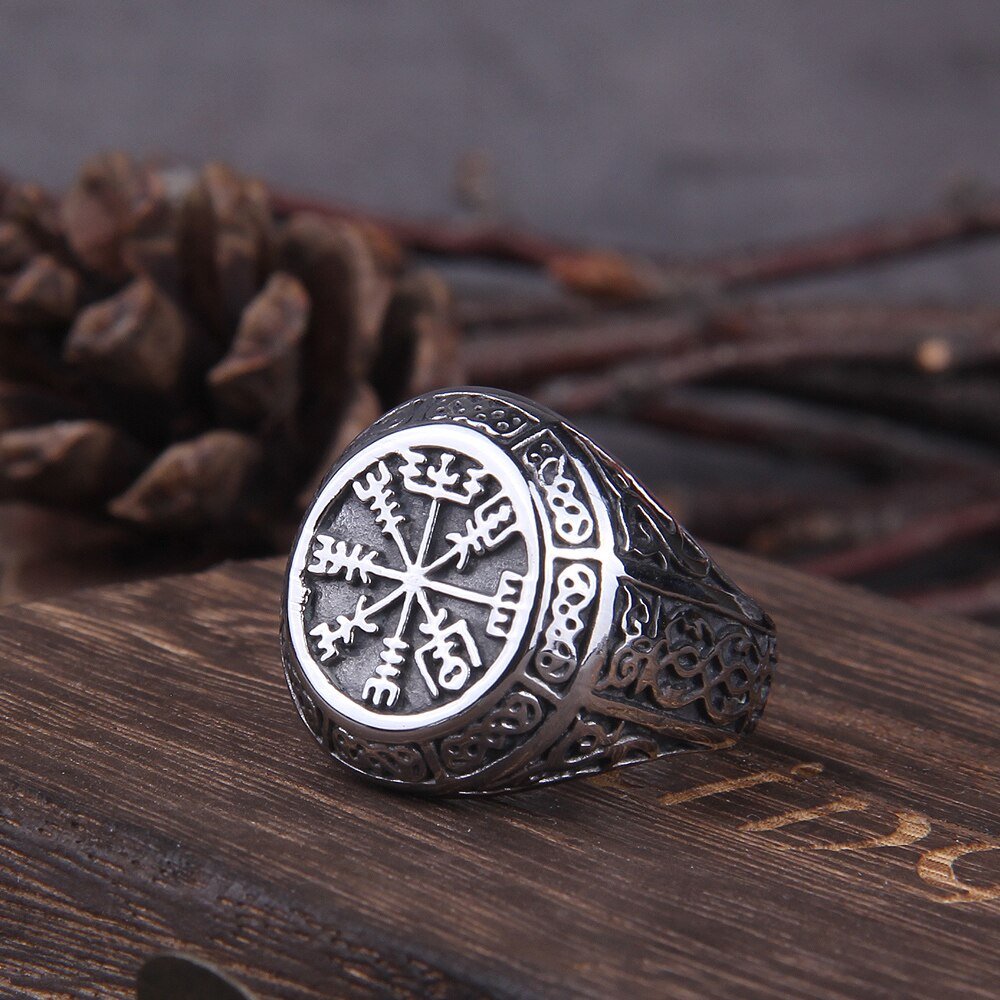 Viking Vegvisir Compass Bold Knotwork Chevalière pour homme