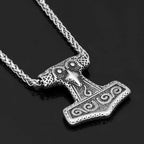 Viking Raven Mjolnir Necklace - 
