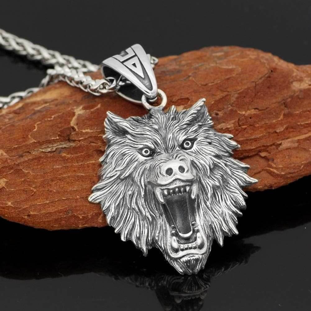 Viking Wolf Fenrir Pendant Necklace - 