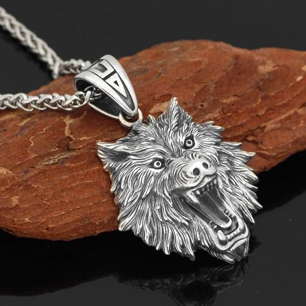Viking Wolf Fenrir Pendant Necklace - 