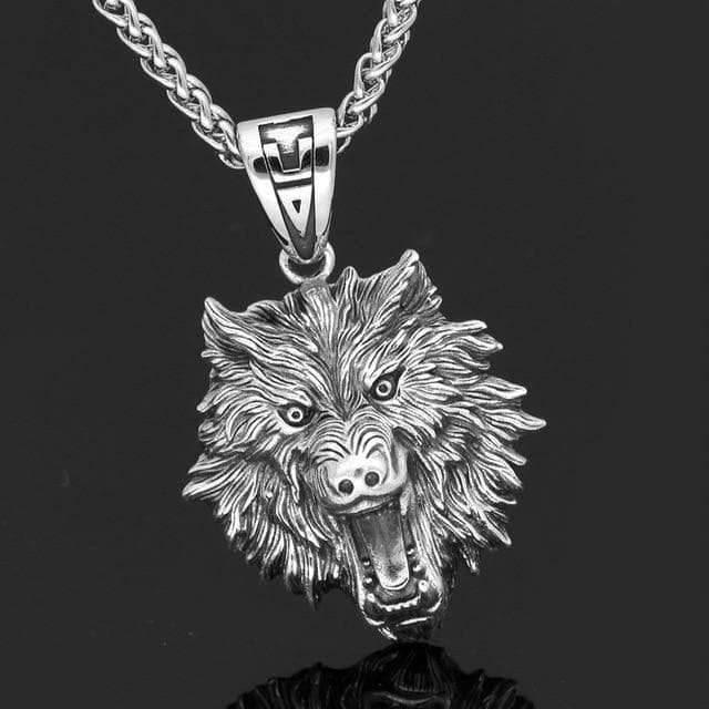 Viking Wolf Fenrir Pendant Necklace - 