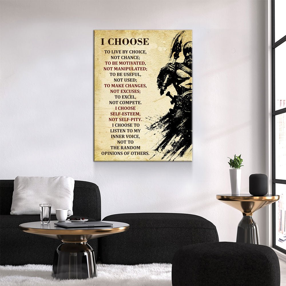 Viking Warrior Quote Canvas Wall Art, I Choose To Live By Choice