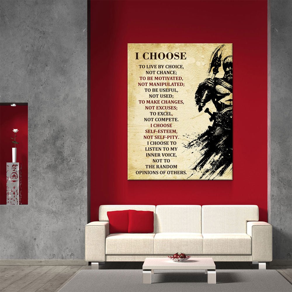 Viking Warrior Quote Canvas Wall Art, I Choose To Live By Choice