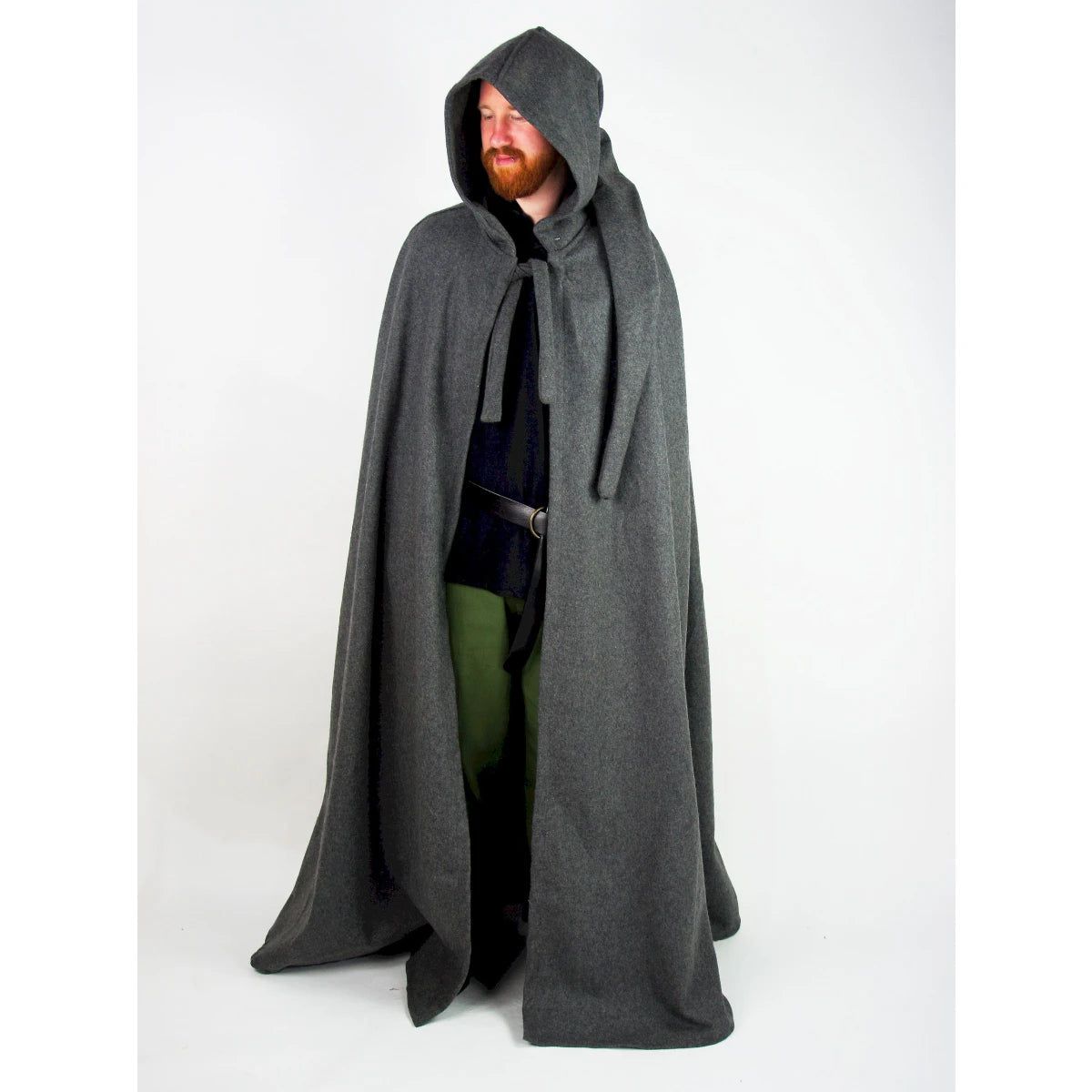 Long Hooded Viking Wool Cloak | Adjustable Closure
