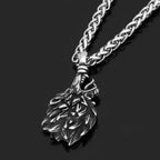 Viking Odin Wolf Head Fenrir Necklace - 