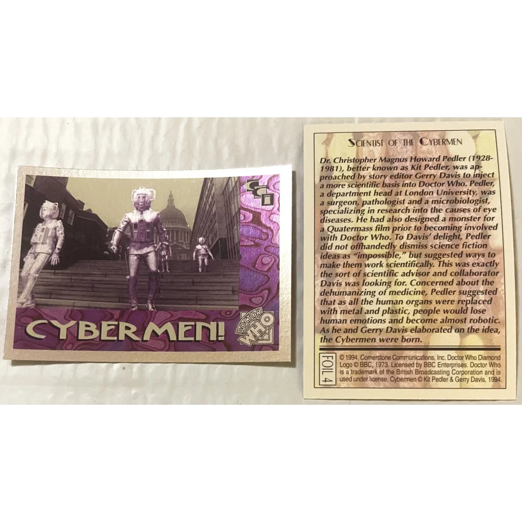 🤖 Vintage 1994 Doctor Who Cybermen Foil Trading Card — Card 4 of 6