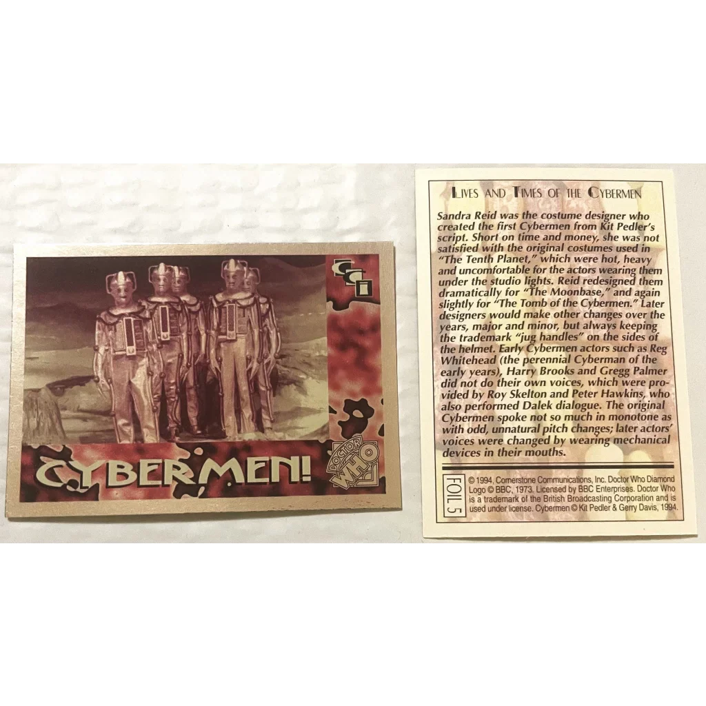 🤖 Vintage 1994 Doctor Who Cybermen Foil Trading Card — Card 5 of 6