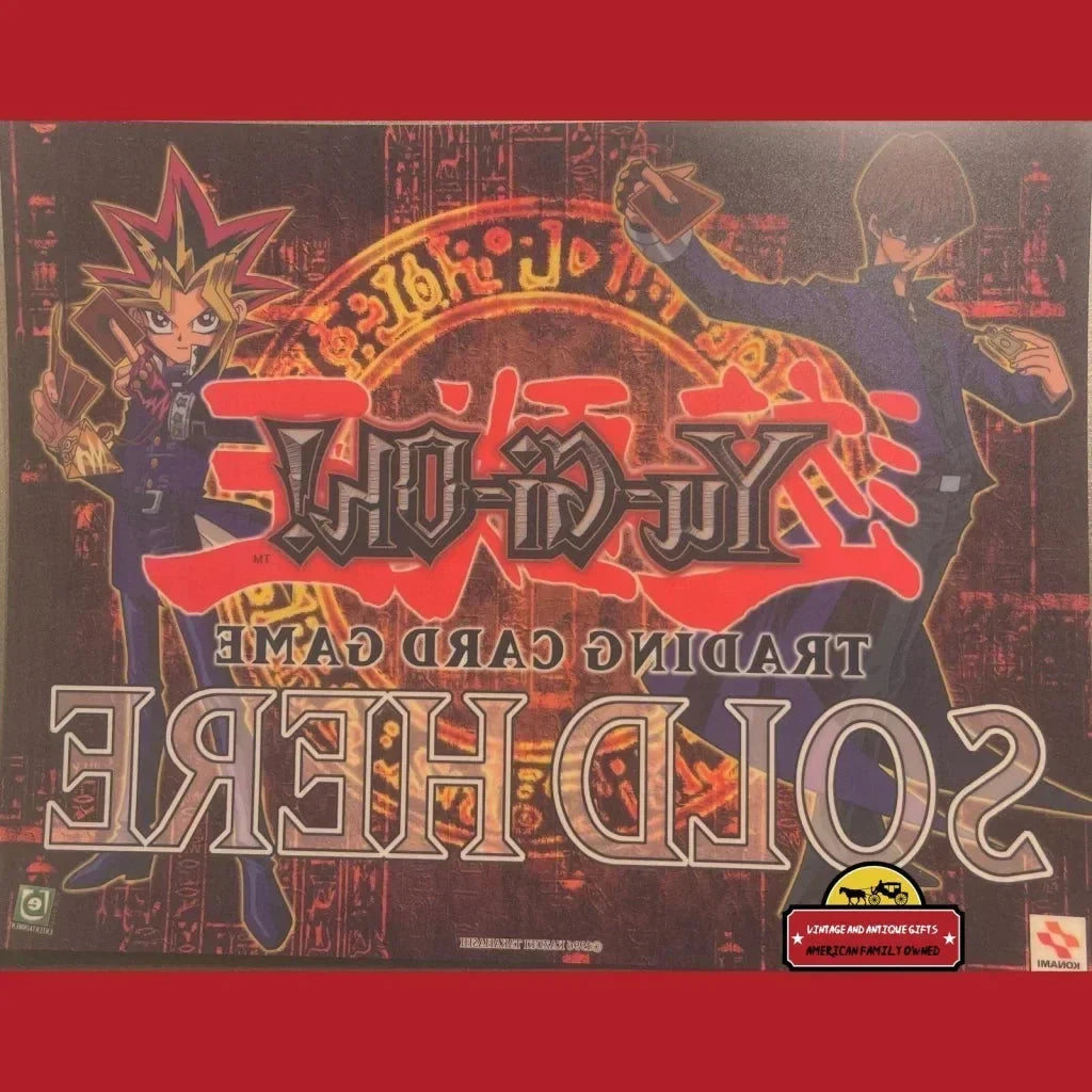 Retro Yu-Gi-Oh! 🃏 Trading Card Game "Sold Here" Window Cling Konami Yugi Kaiba Store Display Sign American Made