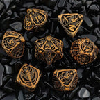 Vintage Brass Skull Metal Hollow DND Dice Set
