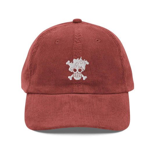 Luffy 5th Gear Embroidered Vintage Corduroy Anime Hat - Red