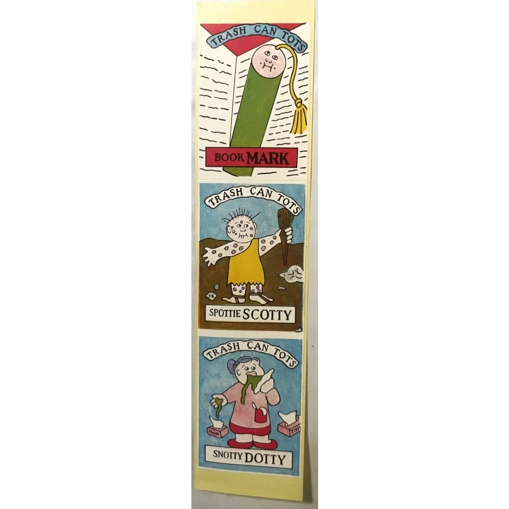 Vintage 1980s Trash Can Tots Complete Series Stickers 🗑️ NOS Vending Set, 10 Strips / 30 Characters