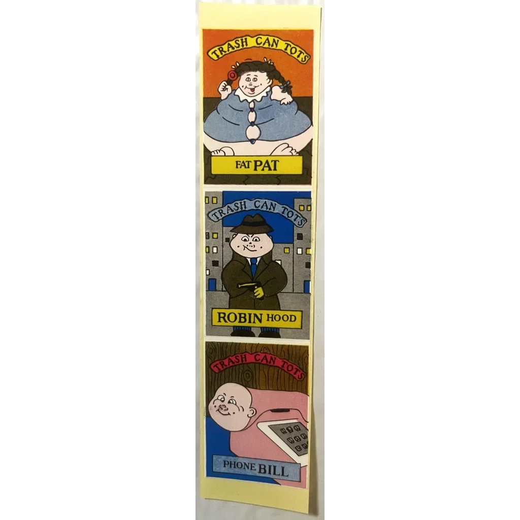 Vintage 1980s Trash Can Tots Complete Series Stickers 🗑️ NOS Vending Set, 10 Strips / 30 Characters