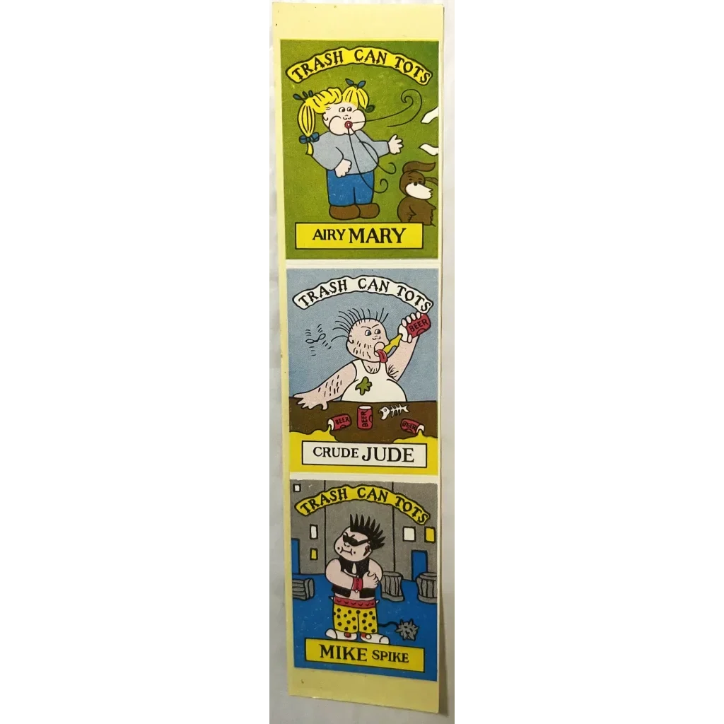 Vintage 1980s Trash Can Tots Complete Series Stickers 🗑️ NOS Vending Set, 10 Strips / 30 Characters