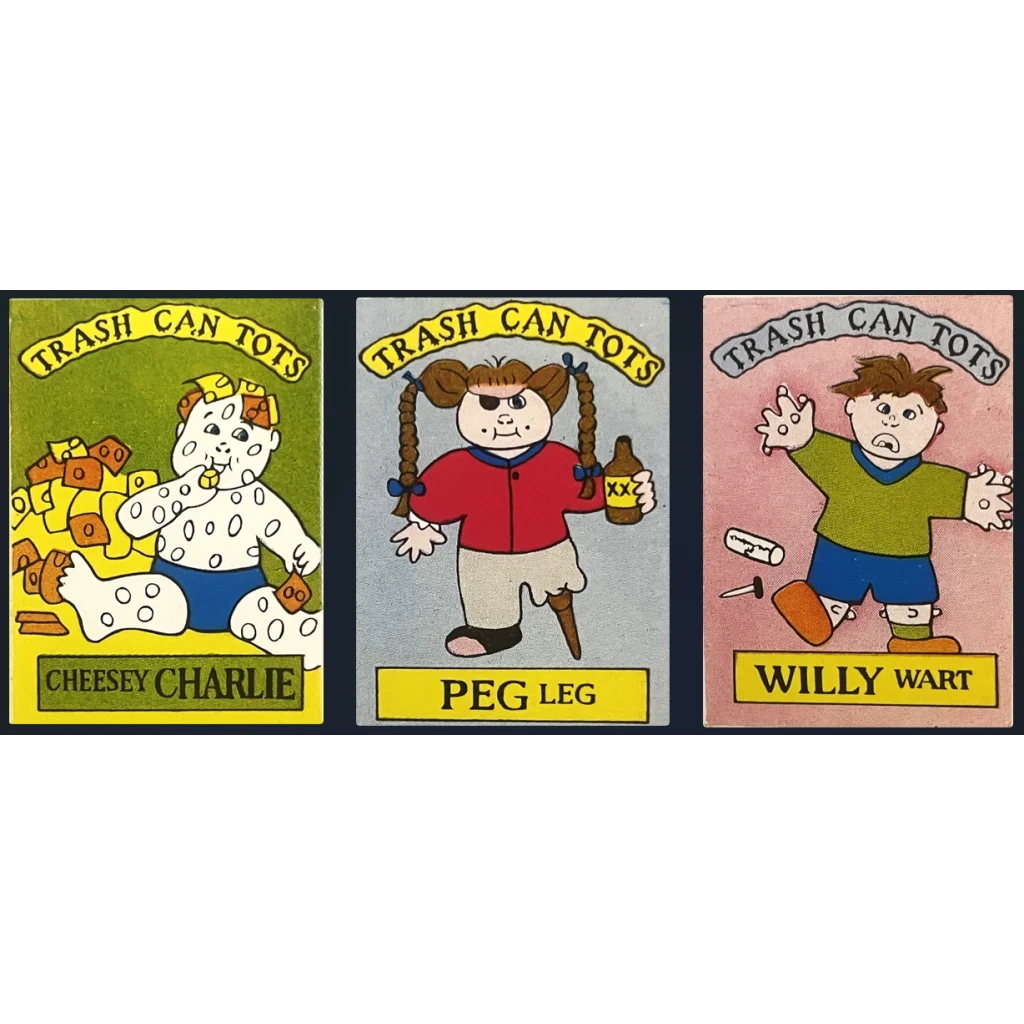 Vintage 1980s Trash Can Tots Complete Series Stickers 🗑️ NOS Vending Set, 10 Strips / 30 Characters