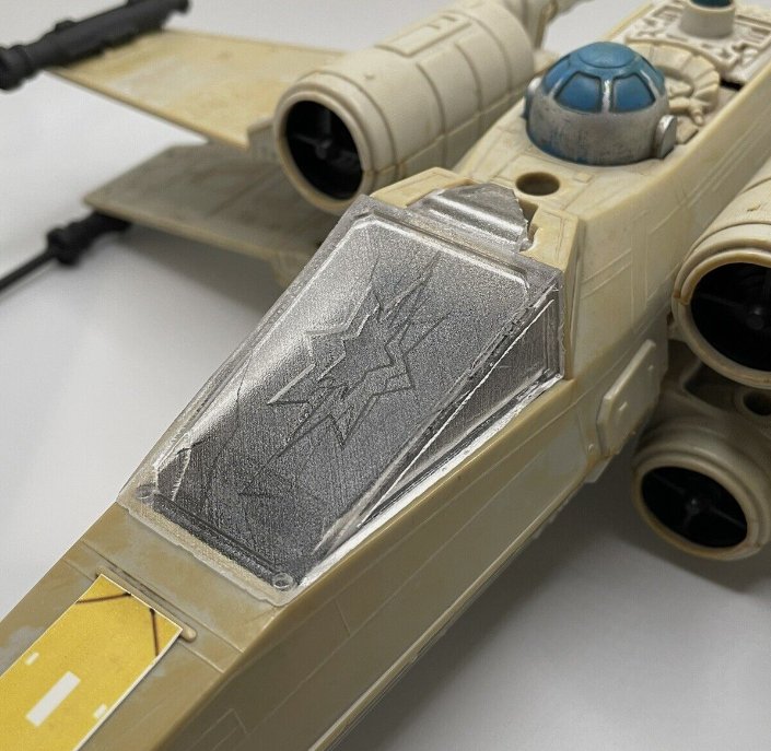 Vintage Star Wars Kenner Battle Damaged X Wing Canopy Glass Repro Part Cracked