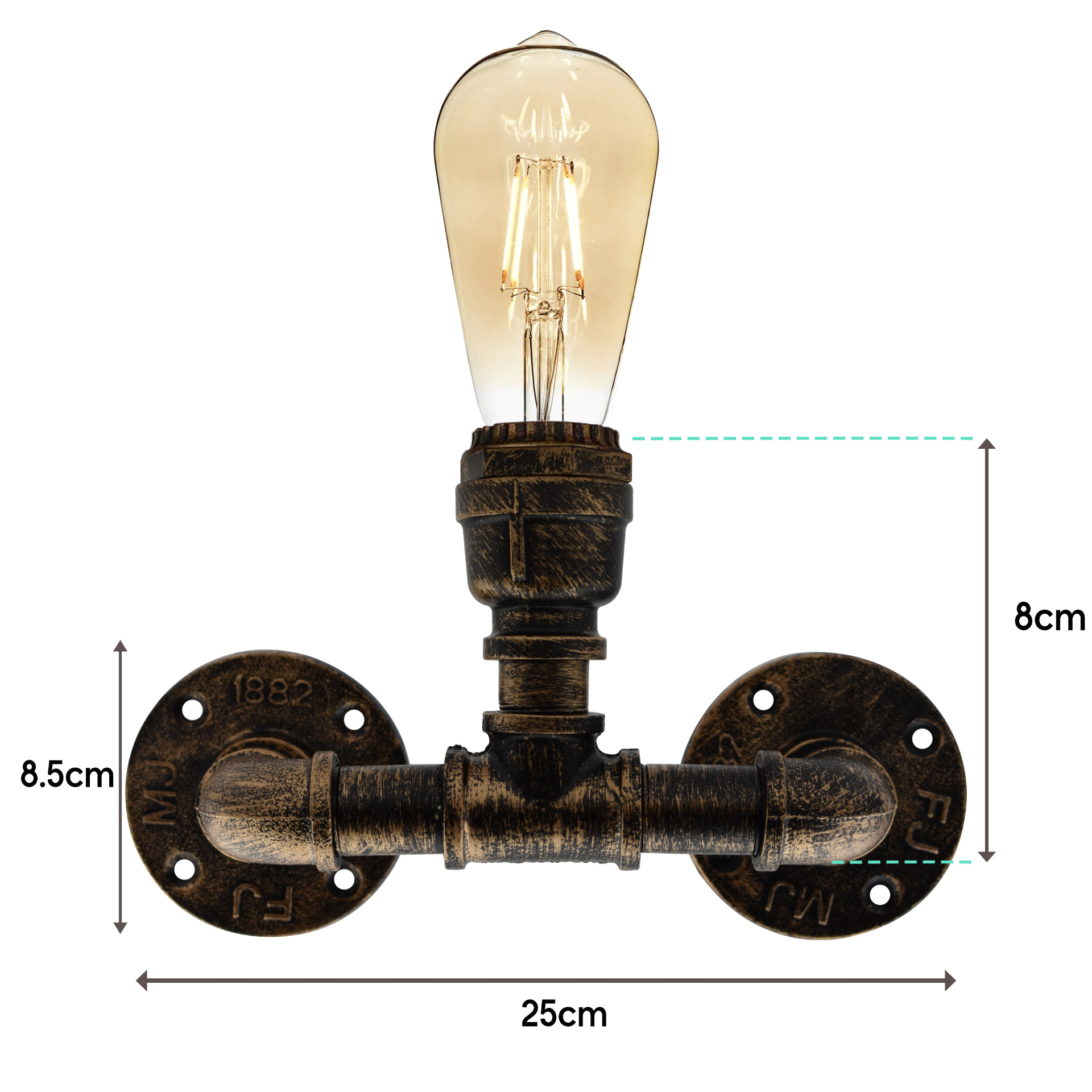 Vintage steampunk Water pipe wall sconce Lamp~1679