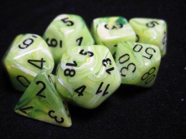 Vortex Dice Polyhedral Bright Green/Black 7-Die Set - Role-Players