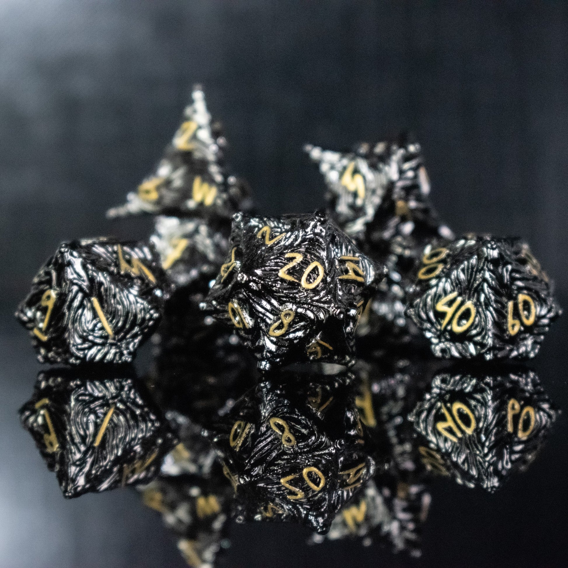 Vortex Warp Metal Dice Set - Black and Gold