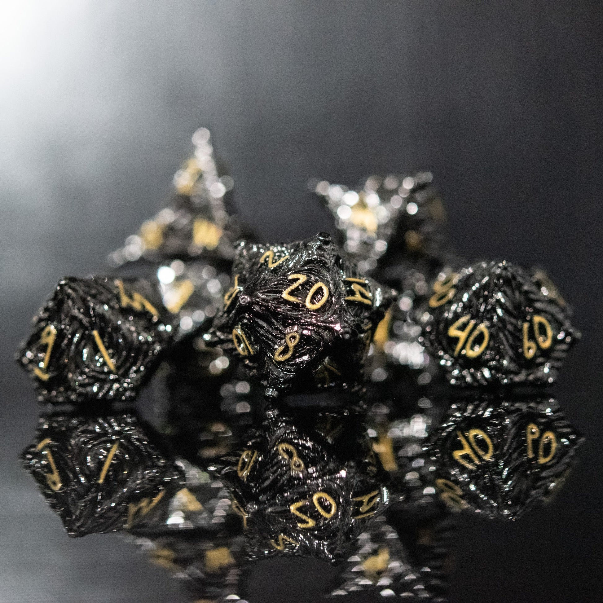 Vortex Warp Metal Dice Set - Black and Gold