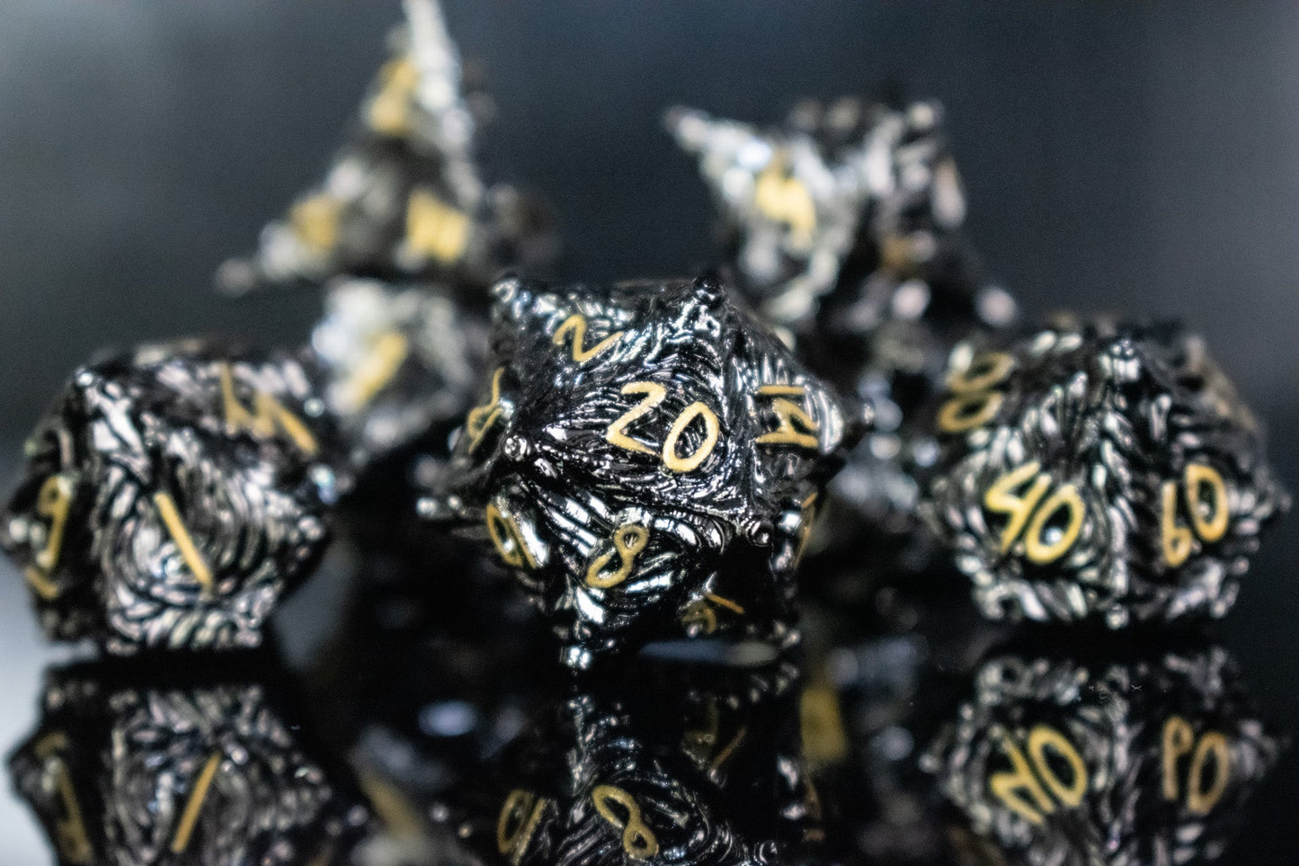 Vortex Warp Metal Dice Set - Black and Gold