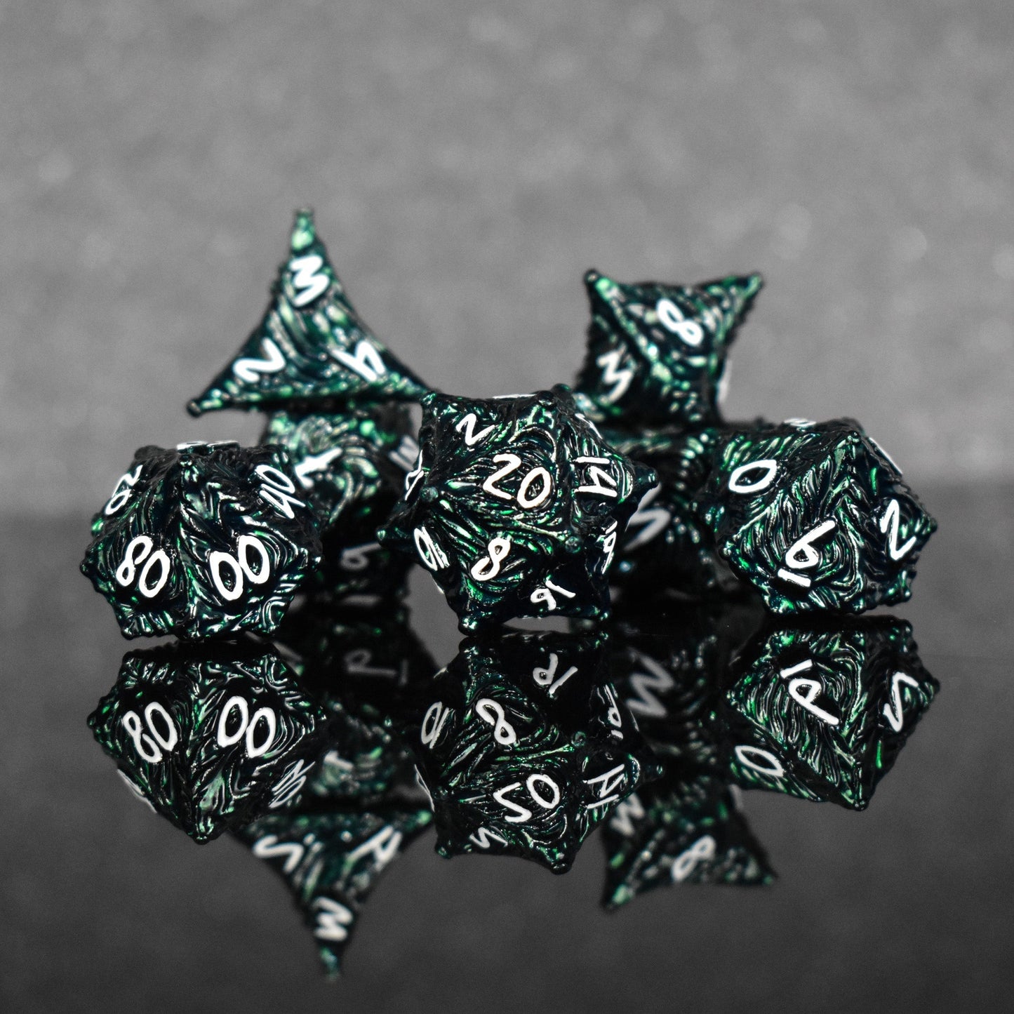 Vortex Warp Metal Dice Set - Deep Green