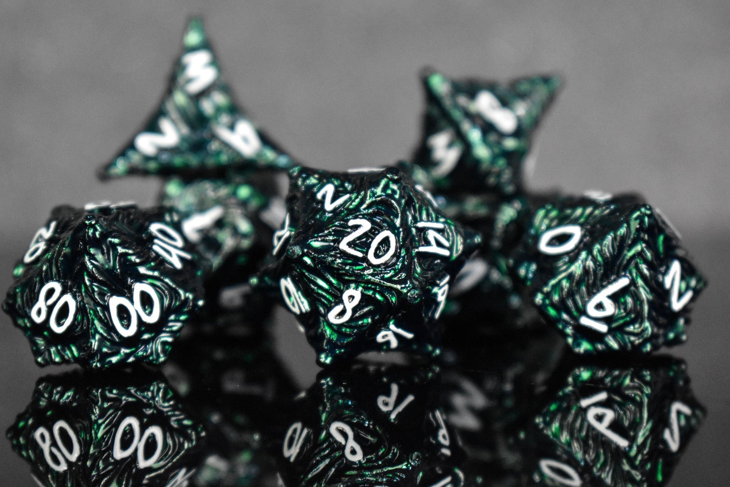 Vortex Warp Metal Dice Set - Deep Green